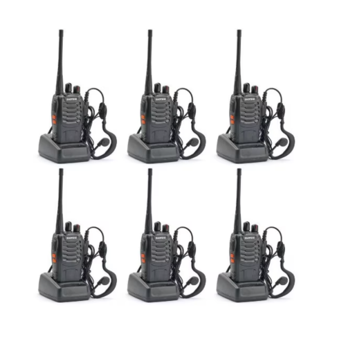 Комплект 6 броя радиостанции Baofeng BF-888S 5W, 6 броя слушалки