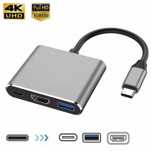 3 in 1 Usb Hub USB C to HDMI-compatible Splitter HUB Type-C to HDMI-compatible USB3.0 Docking Station For Macbook Air Converter