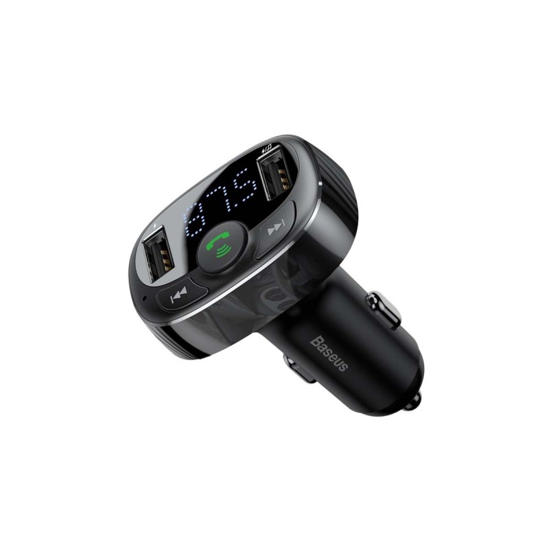 FM трансмитер и зарядно Baseus S-09A за кола Bluetooth 2xUSB, micro SD, Черно