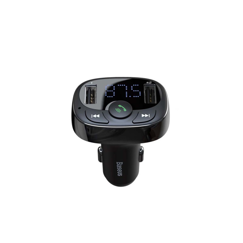 FM трансмитер и зарядно Baseus S-09A за кола Bluetooth 2xUSB, micro SD, Черно