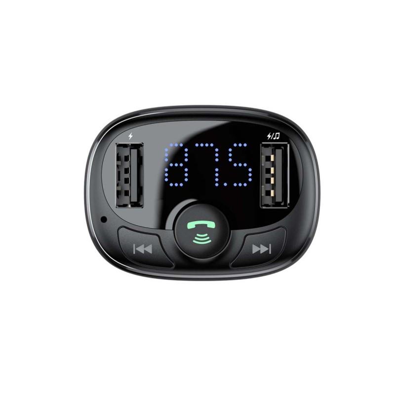 FM трансмитер и зарядно Baseus S-09A за кола Bluetooth 2xUSB, micro SD, Черно