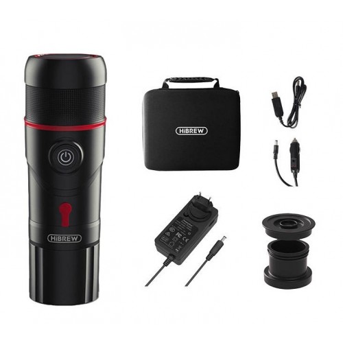 HiBREW H4-Premium преносима кафемашина 3 в 1, 15 бара, 80W, 60мл, 12V, Чаша от тритан, Съвместима с капсули Nespresso и Dolce Gusto