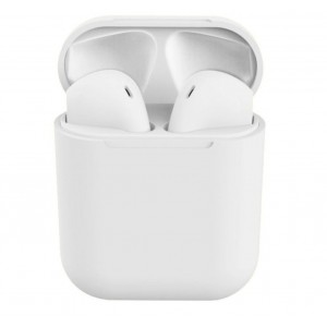 Безжични слушалки i12 TWS InPods, Bluetooth 5.0, Тъч контрол, 3D звук, Съвместими Android и iPhone, Бял мат