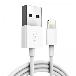 Кабел за зареждане и данни USB-A към Lightning за iPhone, 1 метър, Бял
