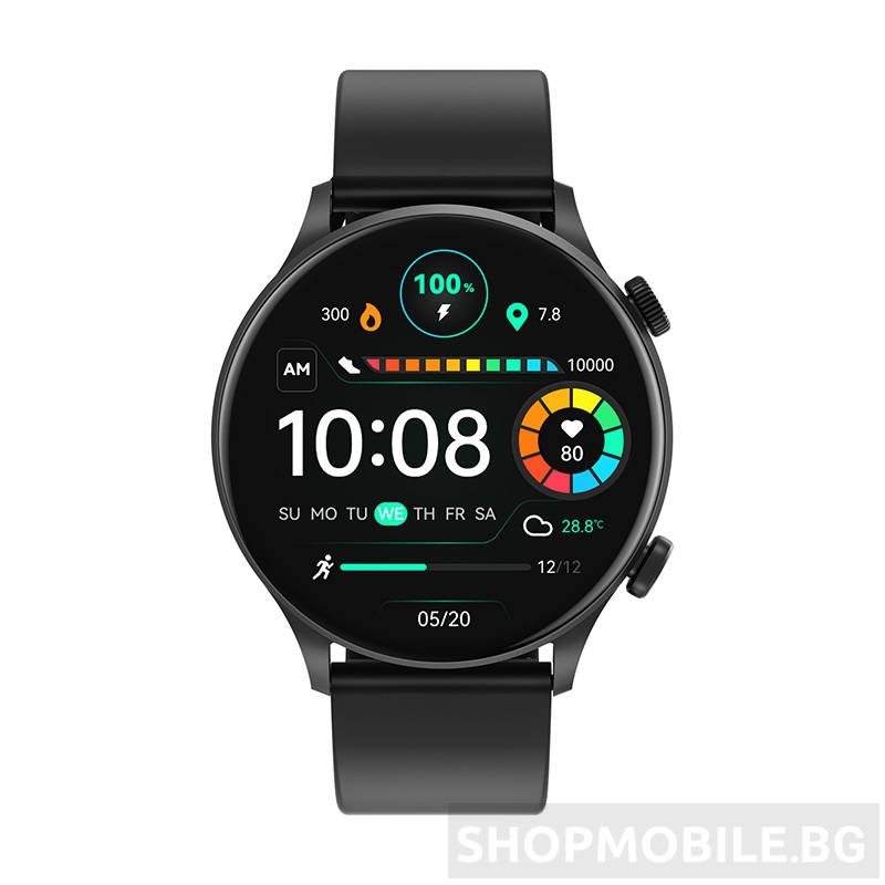 Xiaomi Haylou Smart Watch RT3, Водоустойчив, 1.43″ AMOLED touchscreen, 2.5D Curved Glass, Bluetooth разговори, Черен