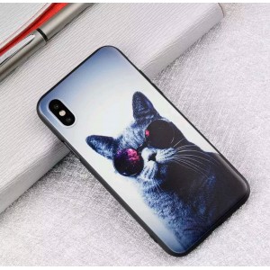Мек силконов кейс с коте с очила за Iphone 7+/8+