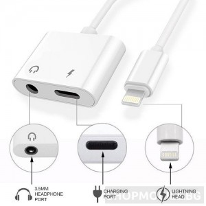 Двоен преходник за Apple устройства Lightning To 3.5mm Aux Двоен преходник за Apple устройства Lightning To 3.5mm Aux