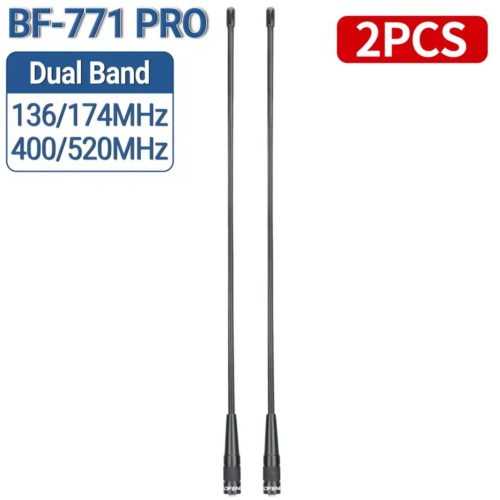 Комплект 2 броя Антена Baofeng BF-771 PRO, SMA Female, Двулентова VHF/UHF за радиостанции, Baofeng, Quansheng, Kenwood, Puxing, HYT, TYT, Linton, Weirwei, Wouxun, 38см