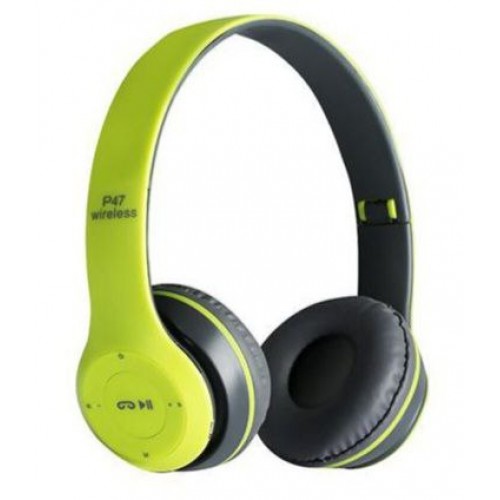 Безжични Bluetooth слушалки P47 Wireless, FM радио, MP3 player, Вграден микрофон, Micro SD вход, Зелени