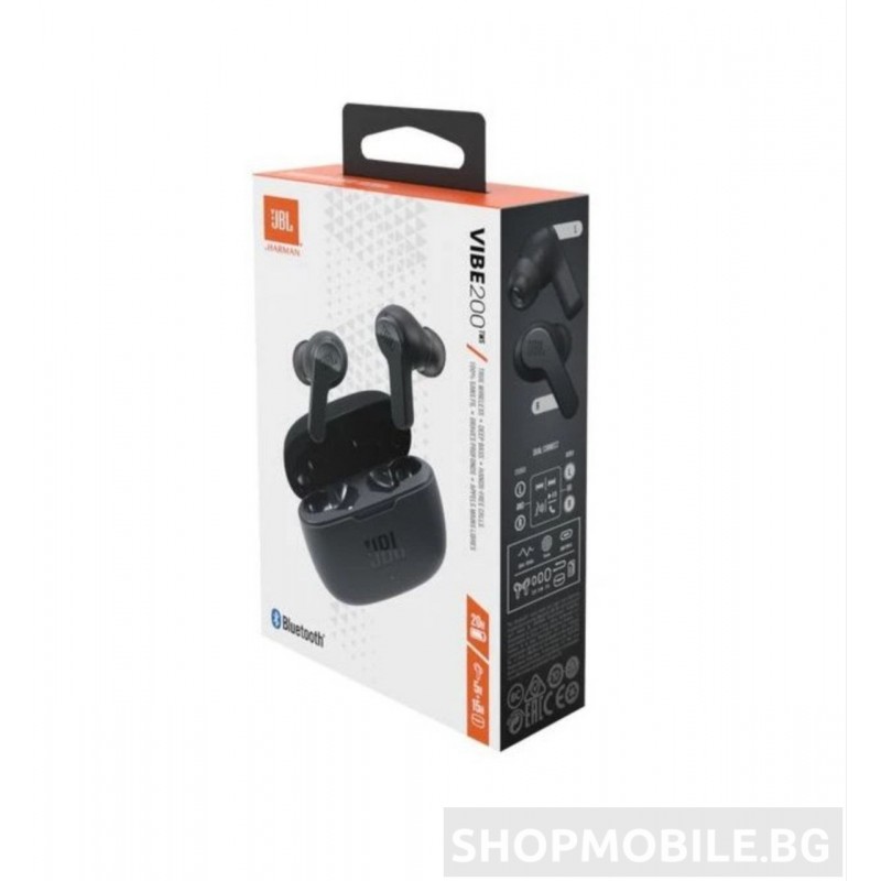 Безжични слушалки JBL Vibe 200TWS, True Wireless, Bluetooth, Deep Bass, IPX2, Touch Control, Черен