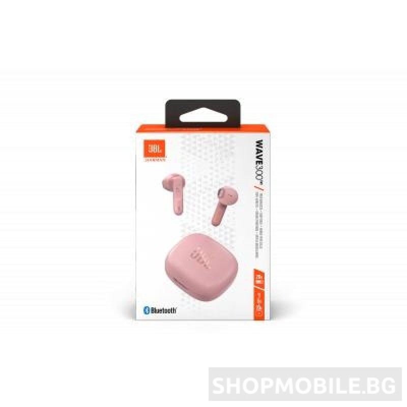 Безжични слушалки JBL Wave 300TWS, True Wireless, Bluetooth, Deep Bass, IPX2, Touch Control, Dual Connect, Розов
