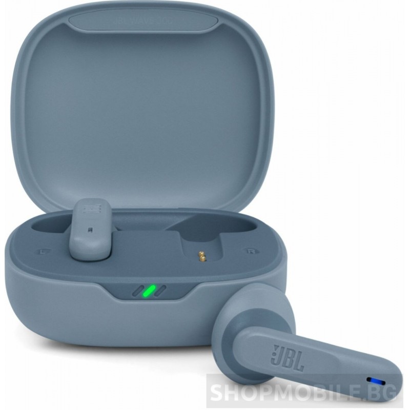 Безжични слушалки JBL Wave 300TWS, True Wireless, Bluetooth, Deep Bass, IPX2, Touch Control, Dual Connect, Сини