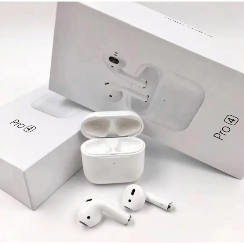 Безжични слушалки PRO 4 TWS, Bluetooth 5.0, 15m, Handsfree, Touch Control, Съвместими Android и iPhone, Бели