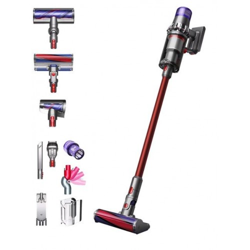 Вертикална прахосмукачка Dyson V11 Absolute Extra, 545 W, 29.4V, 0.76 л, Автономия 60 минути, Никел/Червен