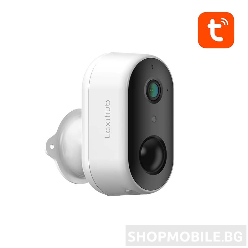 Водоустойчива камера за наблюдение Laxihub W1-TY, Батерия 6700mAh, 2.4G Wi-Fi, 1080P FHD, 2-посочно аудио, Нощно виждане, Alexa и Google Assistant