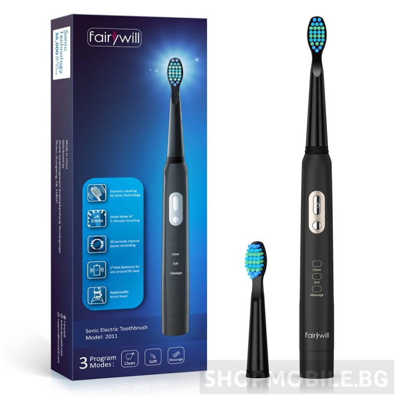 Електрическа четка за зъби Fairywill FW-2011, 36000 оборота в минута, 3 режима, до 90 дни работа