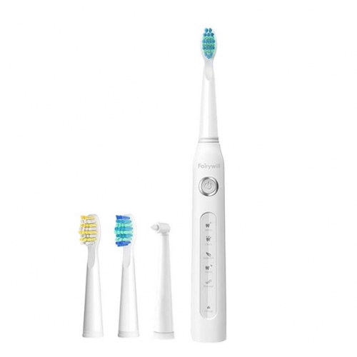 Електрическа четка за зъби Fairywill FW-507 Sonic Toothbrush, 3+1 накрайника, 40000 движения на четката/мин, 5 Програми, Бяла Електрическа четка за зъби Fairywill FW-507 Sonic Toothbrush, 3+1 накрайника, 40000 движения на четката/мин, 5 Програми, Бяла