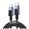 Кабел UGREEN L513, 240W, USB-C to USB-C cable (20V 5A), Сиво-черно, 1 метър