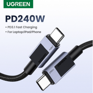 Кабел UGREEN L513, 240W, USB-C to USB-C cable (20V 5A), Сиво-черно, 1 метър Кабел UGREEN L513, 240W, USB-C to USB-C cable (20V 5A), Сиво-черно, 1 метър