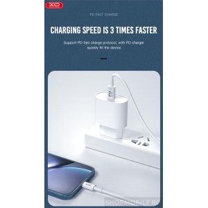 Кабел за зареждане и пренос на данни XO cable NB-Q189A PD USB-C - Lightning 1,0m, 20W, Бял