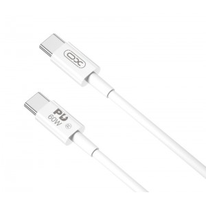 Кабел за зареждане и пренос на данни XO cable NB-Q190A PD USB-C - USB-C 1,0m 60W, Бял Кабел за зареждане и пренос на данни XO cable NB-Q190A PD USB-C - USB-C 1,0m 60W, Бял