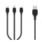 Кабел за зареждане и пренос на данни XO cable NB103 3in1 USB - Lightning + USB-C + microUSB 1,0 m 2,1A, Черен