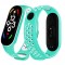 Каишка за Xiaomi Mi Band М3, М4, M5, M6, M7 фитнес гривна, Зелено бяла