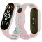 Каишка за Xiaomi Mi Band М3, М4, M5, M6, M7 фитнес гривна, Розово зелена
