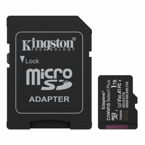 Карта памет Kingston memory card 1TB microSDHC Canvas Select Plus cl. 10 UHS-I 100 MB/s + adapter