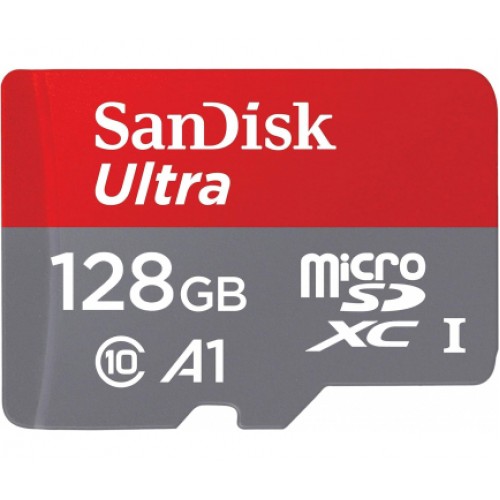 Карта памет SanDisk Ultra microSDXC, 128GB, 140MB/s, A1, Class 10, UHS-I, SD адаптер
