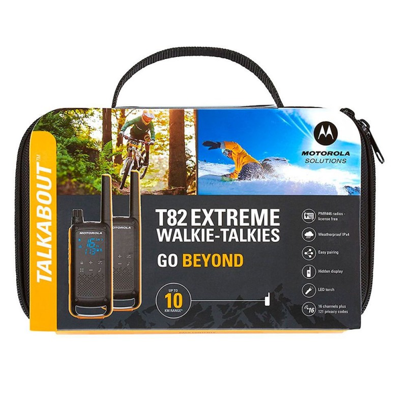 Комплект радиостанции Motorola Talkabout T82 EXTREME, 16 канала, до 10 km, защита от намокряне IPx4, лесно сдвояване, LED фенерче, Дисплей с подсветка