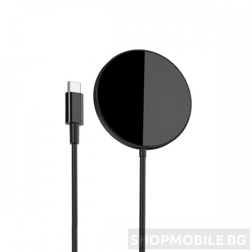 Магнитно безжично XO-CX011, Magnetic wireless 15W, зарядно за iPhone, Черно 
