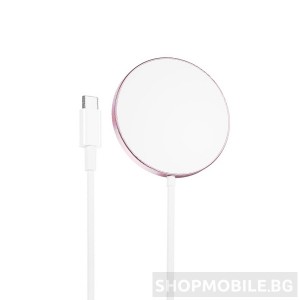 Магнитно безжично XO-CX011, Magnetic wireless 15W, зарядно за iPhone, Бяло-розово Магнитно безжично XO-CX011, Magnetic wireless 15W, зарядно за iPhone, Бяло-розово