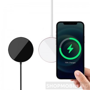 Магнитно безжично XO-CX011, Magnetic wireless 15W, зарядно за iPhone, Бяло-розово Магнитно безжично XO-CX011, Magnetic wireless 15W, зарядно за iPhone, Бяло-розово