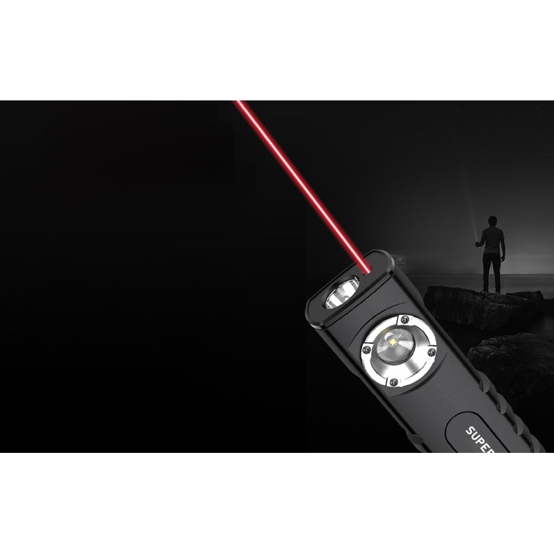 Многофункционално LED фенерче Superfire G20, С лазер, 5+5W, 500 лумена, Зареждане USB-C, Акумулатор 2000 mAh, IP44, Алуминий