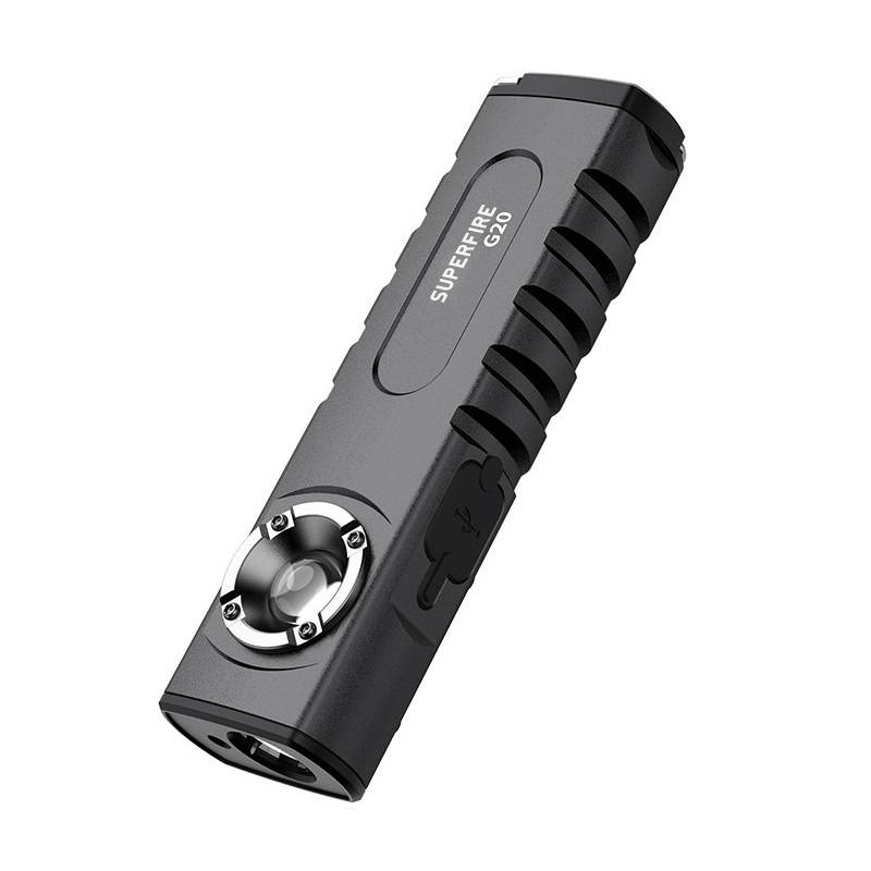 Многофункционално LED фенерче Superfire G20, С лазер, 5+5W, 500 лумена, Зареждане USB-C, Акумулатор 2000 mAh, IP44, Алуминий