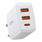 Мрежово зарядно Baseus Compact Quick Charger, 2 x USB/USB Type-C 30W, Бяло 