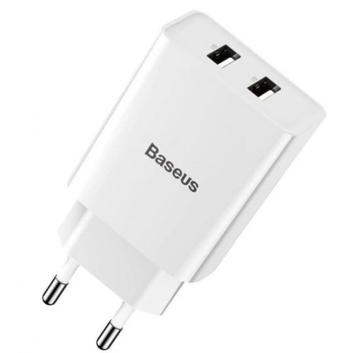 Мрежово зарядно Baseus Speed Mini Dual U Charger 10.5W, Бяло 