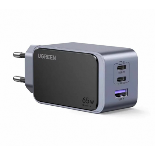 Мрежово зарядно UGREEN X553 Nexode Air S, 65W, 3A, 1 x USB-A - 2 x USB-C, Сиво Мрежово зарядно UGREEN X553 Nexode Air S, 65W, 3A, 1 x USB-A - 2 x USB-C, Сиво