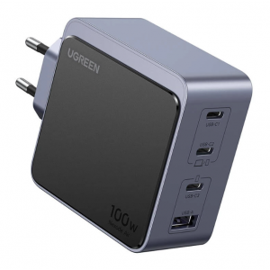 Мрежово зарядно UGREEN X565 Nexode Air, 100W, 5A, 1 x USB-A - 3 x USB-C, Сиво Мрежово зарядно UGREEN X565 Nexode Air, 100W, 5A, 1 x USB-A - 3 x USB-C, Сиво