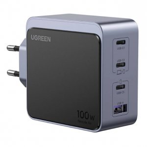 Мрежово зарядно UGREEN X565 Nexode Air, 100W, 5A, 1 x USB-A - 3 x USB-C, Сиво Мрежово зарядно UGREEN X565 Nexode Air, 100W, 5A, 1 x USB-A - 3 x USB-C, Сиво