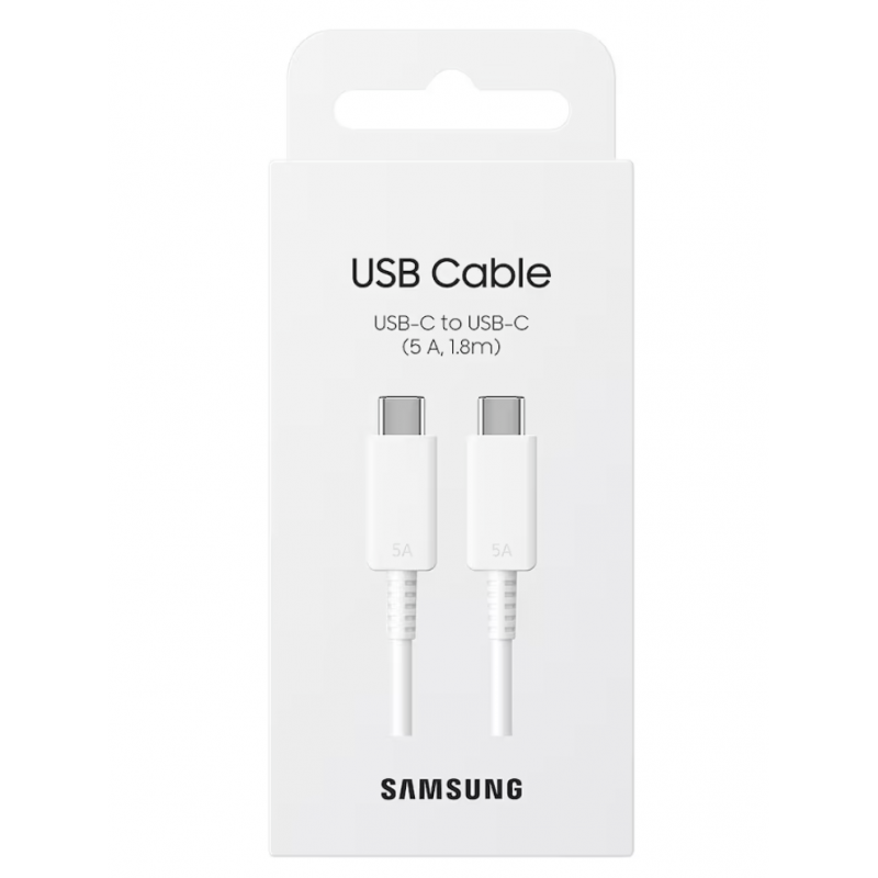 Оригинален кабел Samsung USB-C to USB-C Cable Samsung, 100W, 5A, 1.8m, EP-DX510JWEGEU, Бял