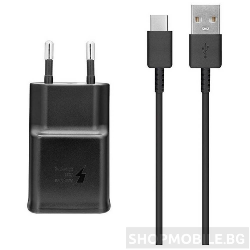Оригинално зарядно Samsung Type-C Travel Charger, 5W, 2A, 1 x USB-A, with USB-C Cable, Черно