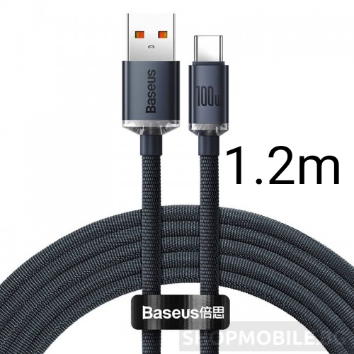 Кабел Baseus Crystal Shine cable USB to USB-C, 100W, 1.2 метра