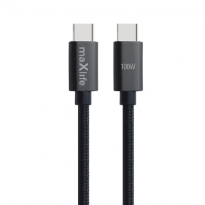 Плетен кабел Maxlife MXUC-12, Type-C - Type-C, Подсилени конектори,, 2 метрa