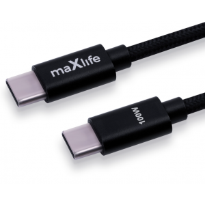 Плетен кабел Maxlife MXUC-12, Type-C - Type-C, Подсилени конектори,, 2 метрa