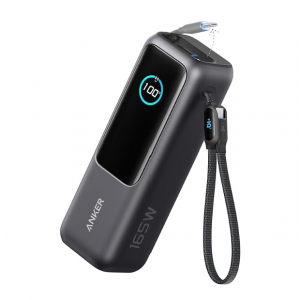 Преносима батерия Anker 25000mAh, 165W с прибиращ се USB-C кабел, Сива Преносима батерия Anker 25000mAh, 165W с прибиращ се USB-C кабел, Сива