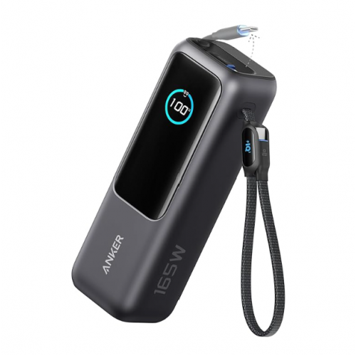 Преносима батерия Anker 25000mAh, 165W с прибиращ се USB-C кабел, Сива Преносима батерия Anker 25000mAh, 165W с прибиращ се USB-C кабел, Сива