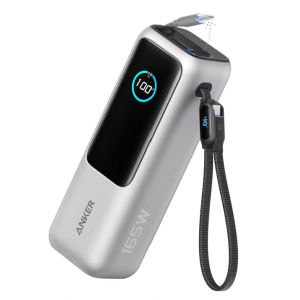 Преносима батерия Anker 25000mAh, 165W с прибиращ се USB-C кабел, Сребриста Преносима батерия Anker 25000mAh, 165W с прибиращ се USB-C кабел, Сребриста