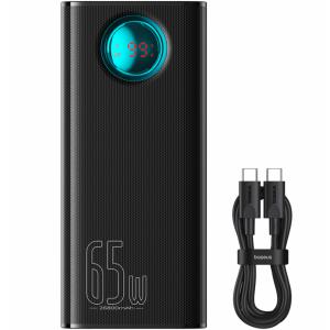 Преносима батерия Baseus Amblight Digital Display 26800mАh, QС 3.0, РD, 3А, 65W, Зареждане на лаптопи, С кабел в комплекта, Черна Преносима батерия Baseus Amblight Digital Display 26800mАh, QС 3.0, РD, 3А, 65W, Зареждане на лаптопи, С кабел в комплекта, Черна